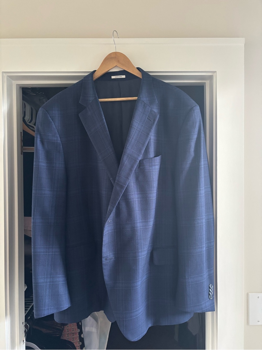 Peter Miller Men's Navy Plaid Blazer - Classic Tailored Sport Coat 52R